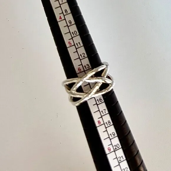 Tiffany Celtic Knot Wide Silver Open Ring - Sz 6.5 - Picture 5 of 16